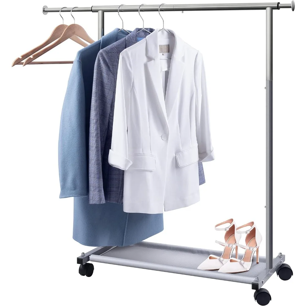 

Short Clothing Racks for Hanging Clothes with Bottom Shelves and Wheels Heavy Duty Rolling Clothes Rack Kids Clothing Rack for