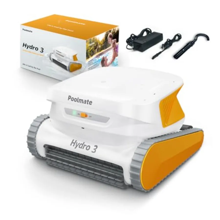 2026 Hydro 3 Robotic Pool Cleaner for Inground/Above Ground Pools 150W Cordless Pool Vacuum Max 200min Runtime 4.1L Filter Bask