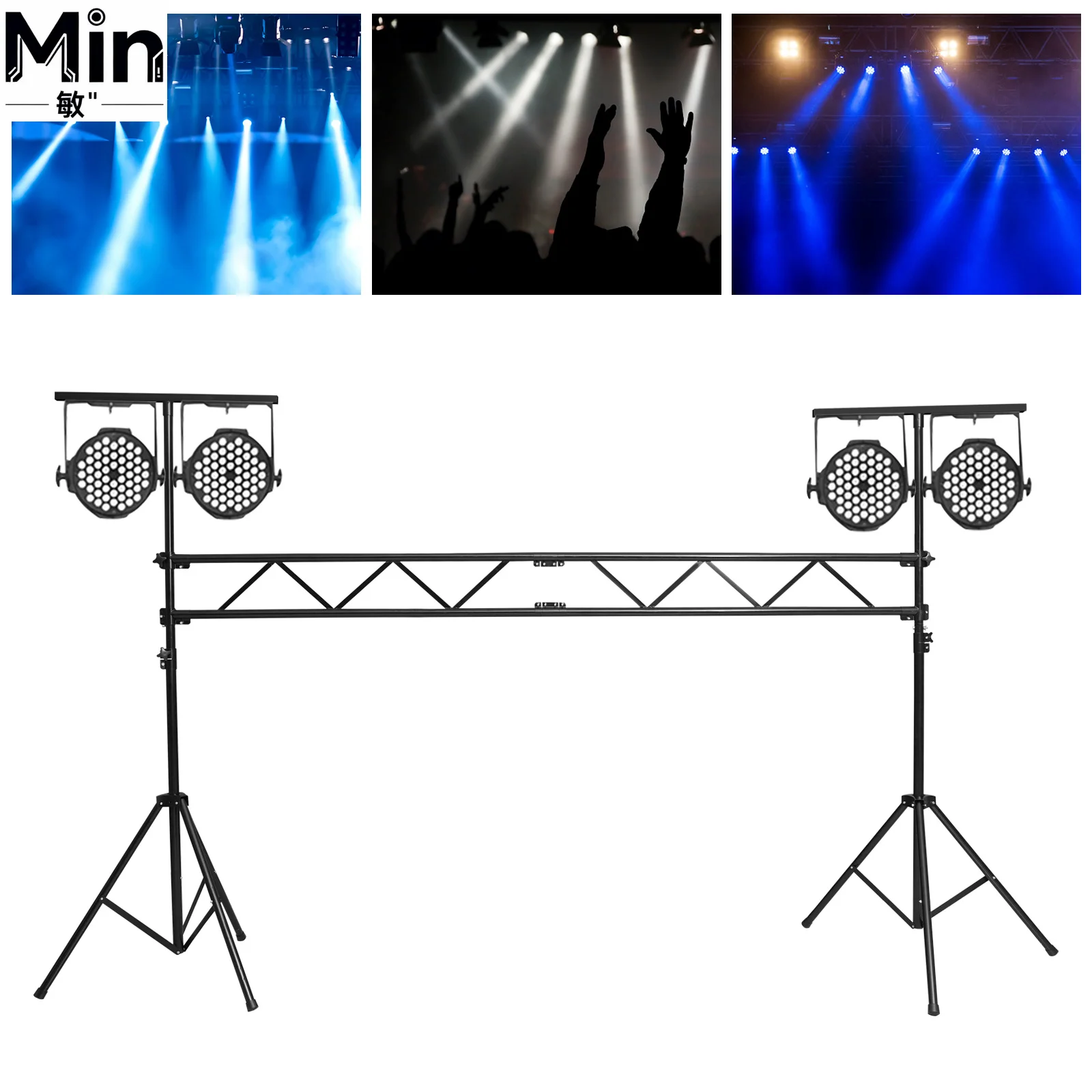 Black Metal Portable Mobile DJ Light Stand Truss Bracket Lighting Fixture Stand for Wedding Performance Bar Stage