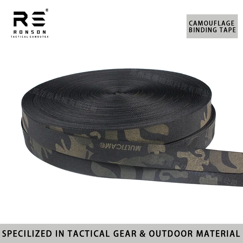 

20MM/22MM/25MM Edge Binding Tape MCBK MC BLACK Camouflage Polyester Printed Tape Webbing Straps for Tactical Gears and Bags