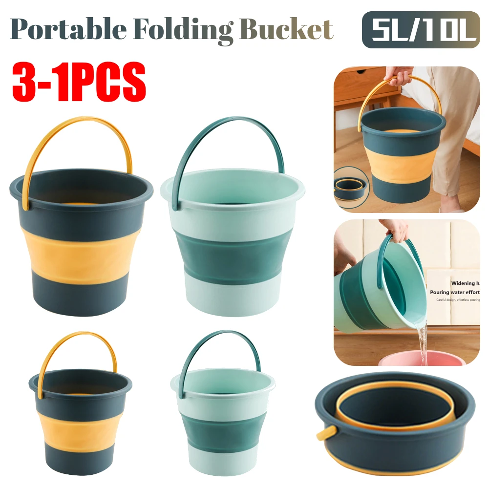 

5/10L Portable Folding Bucket Multifunction Travel Water Bucket Space-Saving Car Wash Bucket for Fishing Camping Home Cleaning