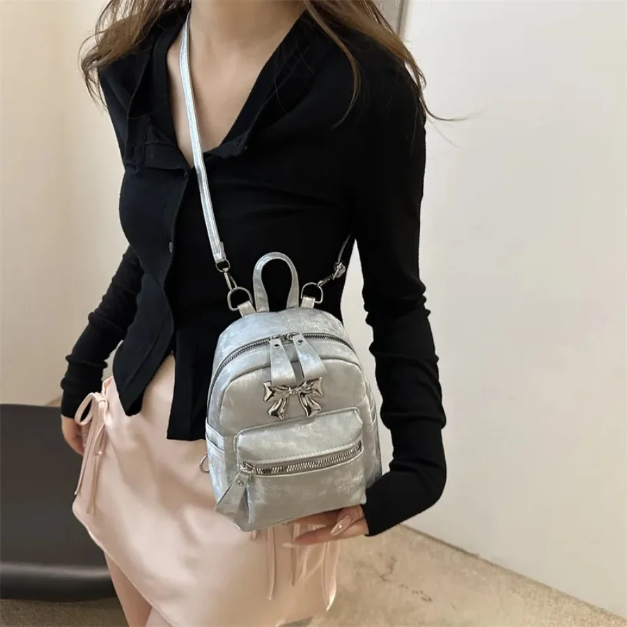 

New summer fashion texture niche ladies shoulder bag tide models versatile mini backpack simple foreign travel women's bag