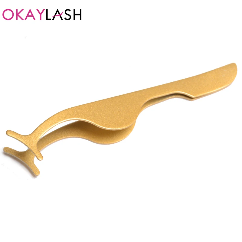 OKAYLASH Metal False Eyelash Tweezers Stainless Steel  Fake Lash Wearing Applicators Lash Pliers