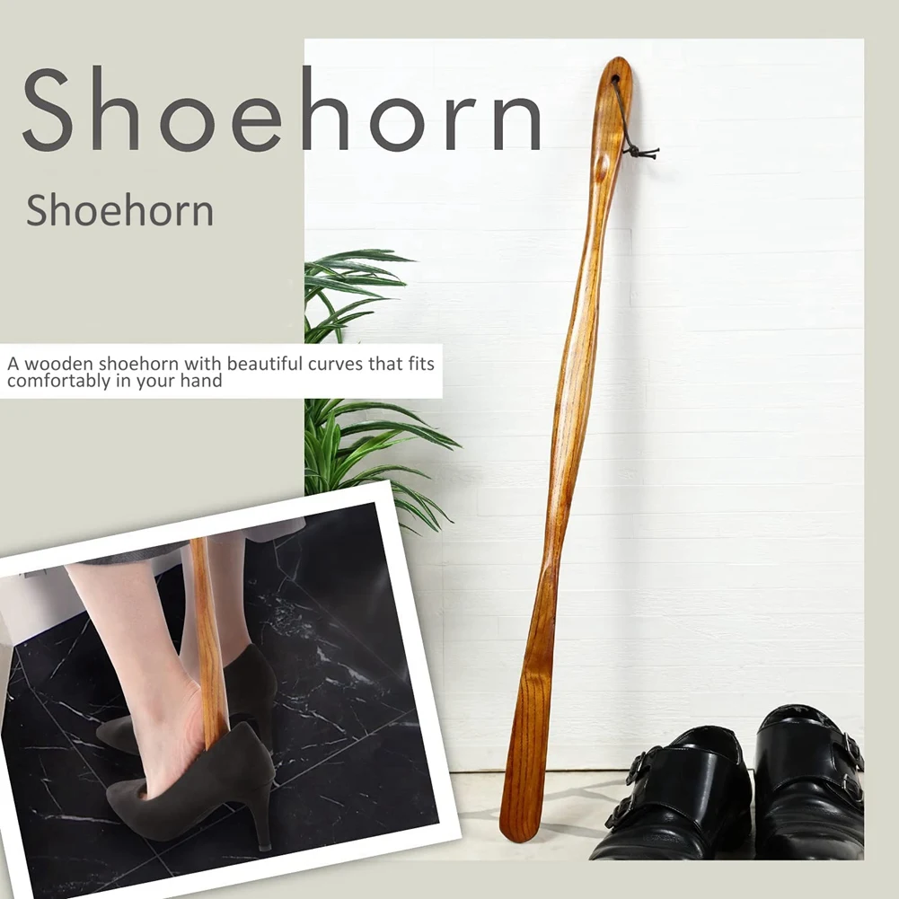 Long Shoehorn That Does Not Bend the Waist Wooden Shoehorn Long 75cm Wood Fashionable Wood Grain