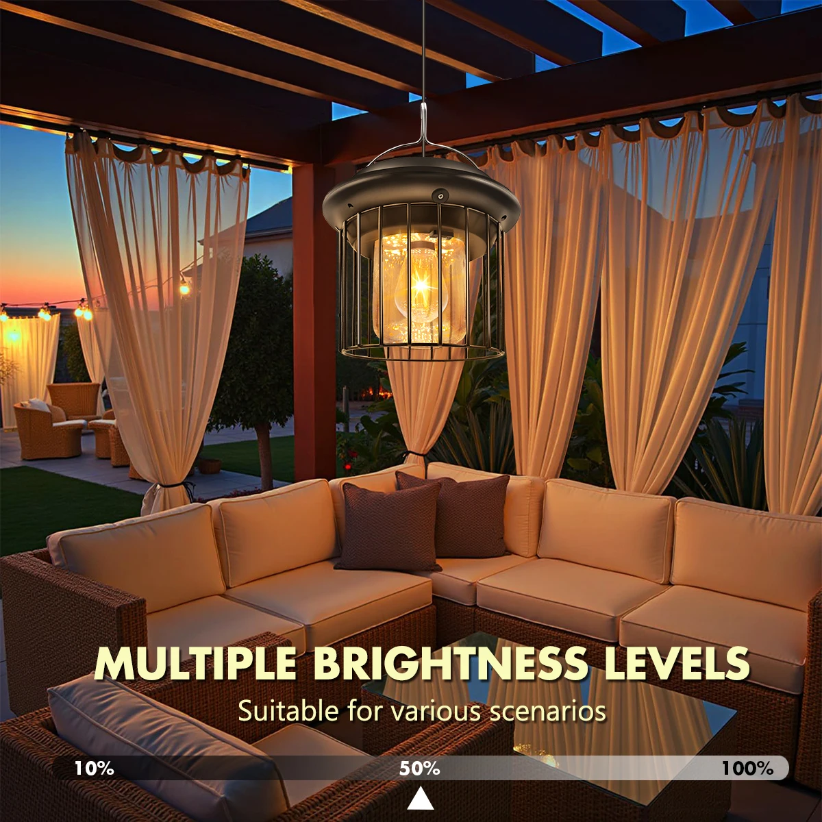 ضوء قلادة معلق بالطاقة الشمسية مع لوحة منفصلة عن بعد 5 متر كابل 3 5 8H مؤقت عكس الضوء IP65 لمرآب الحظيرة في الفناء الخارجي #4