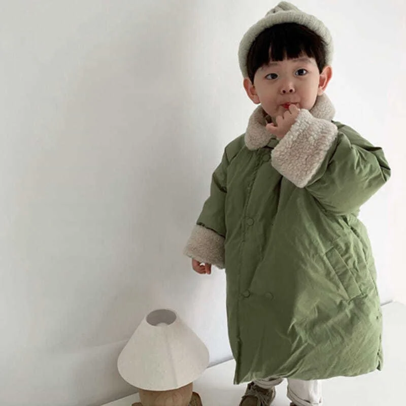 Boys Coat Jacket Overcoat Cotton 2022 Long Warm Plus Velvet Thicken Winter  Christmas Children\'s Clothing