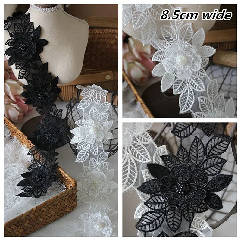 New Arrivals Organza Embroidery Beaded Flower Lace Patch DIY Clothes Skirt Hat Headwear Dress Bag Shoe Applique Accessories