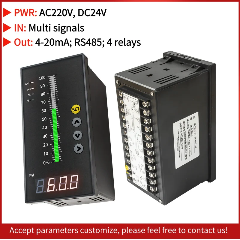 4-20mA 4 relays RS485 output Water Level Indicator for Water Level Sensor temperature universal input Liquid Level Controller