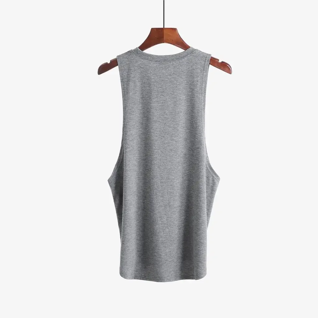 Grey Men's Sleeveless Tank Top Fitness Clothing Sportswear Gym Stringer Bodybuilding Undershirt Fashion Vest for Men image 3