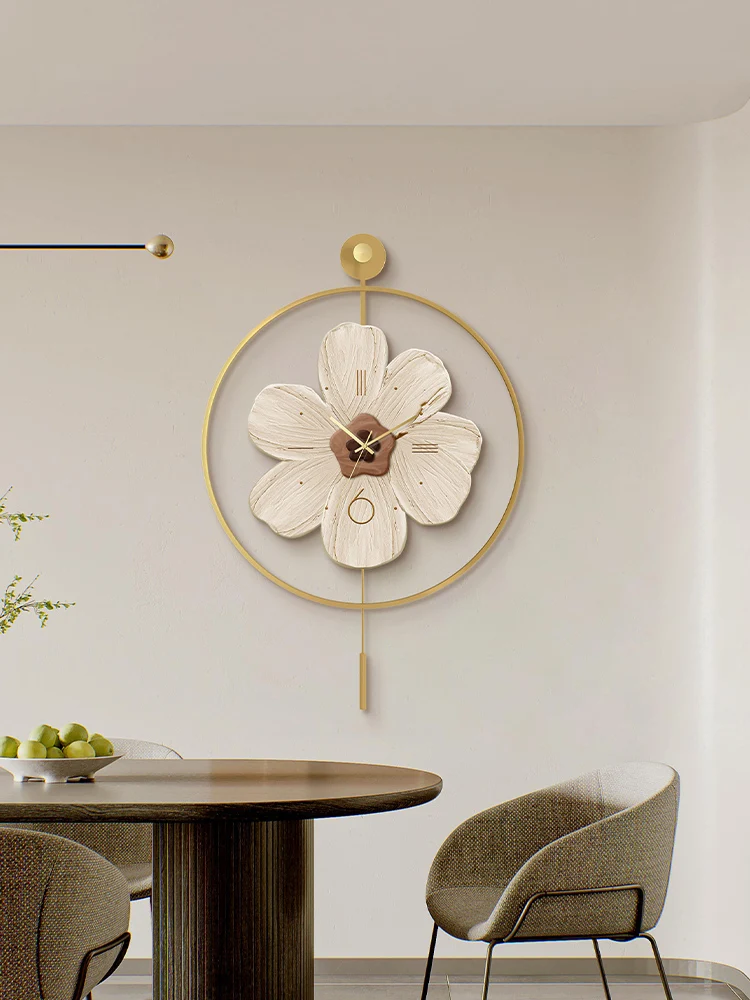 Wabi-**** wind high-end painting clock clock wall clock combination dining room painting dining table