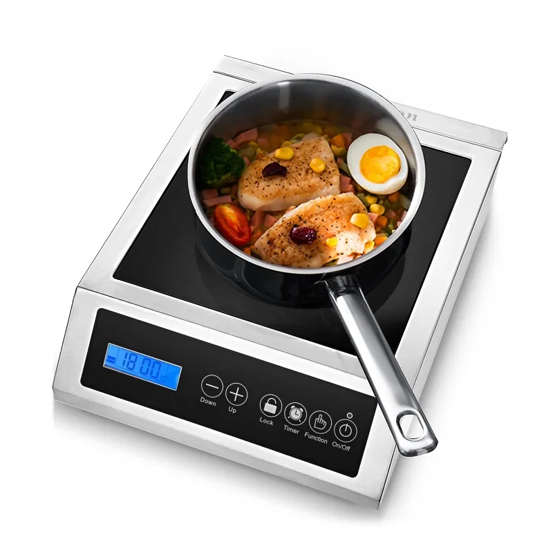 

Hotel Restaurant Supplies 1800W Commercial Induction Cooktop with Customized LCD Screen & Sensor Touch,Sustainable Heating 120V