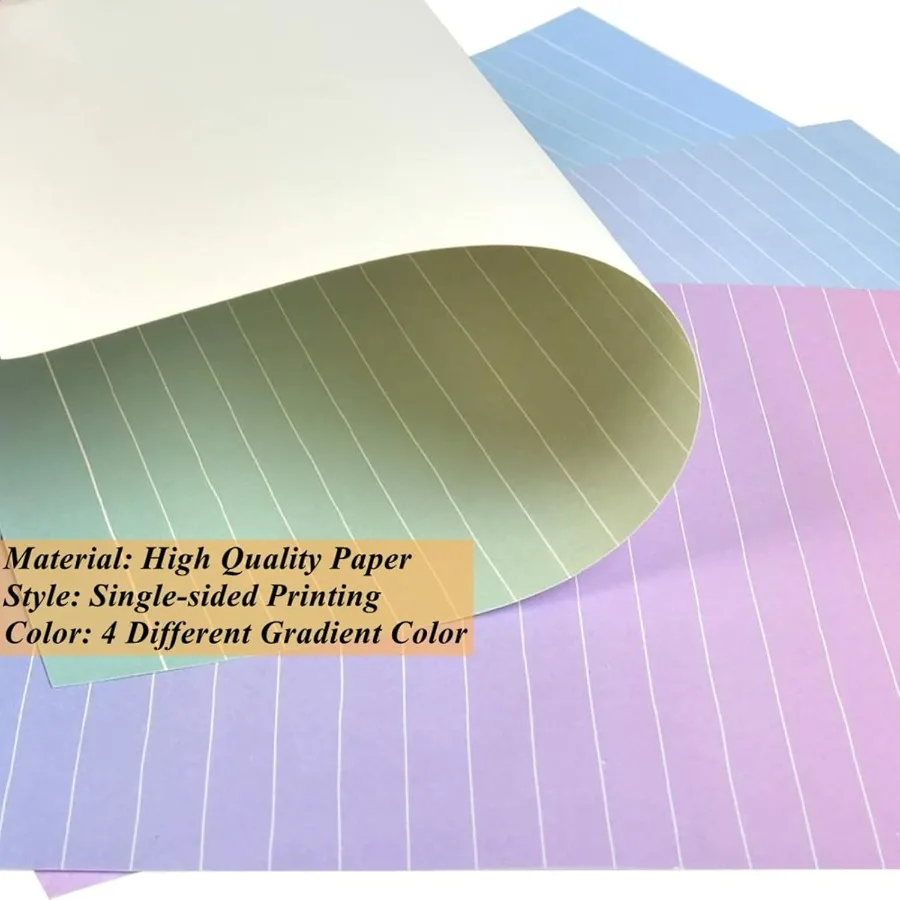 مجموعة 48 قطعة من الورق والمغلفات الورقية الملونة مع 32 ورقة كتابة الحروف المبطنة و16 ظرفًا وملصقاتًا في شركة Gradient Co