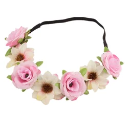 Mexican Bride Flower Crown Hairband Rope Wedding Floral Headband Girl Wreath Elastic Hair Accessories Party Cosplay Headpiece