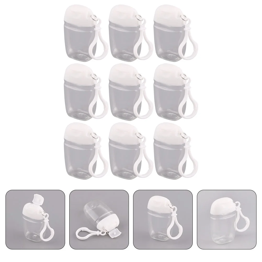 9 Pcs Flip Cap Bottle with Hook Makeup Bottles Travel Keychain Holder Multi-use Convenient Leakproof Small Hand