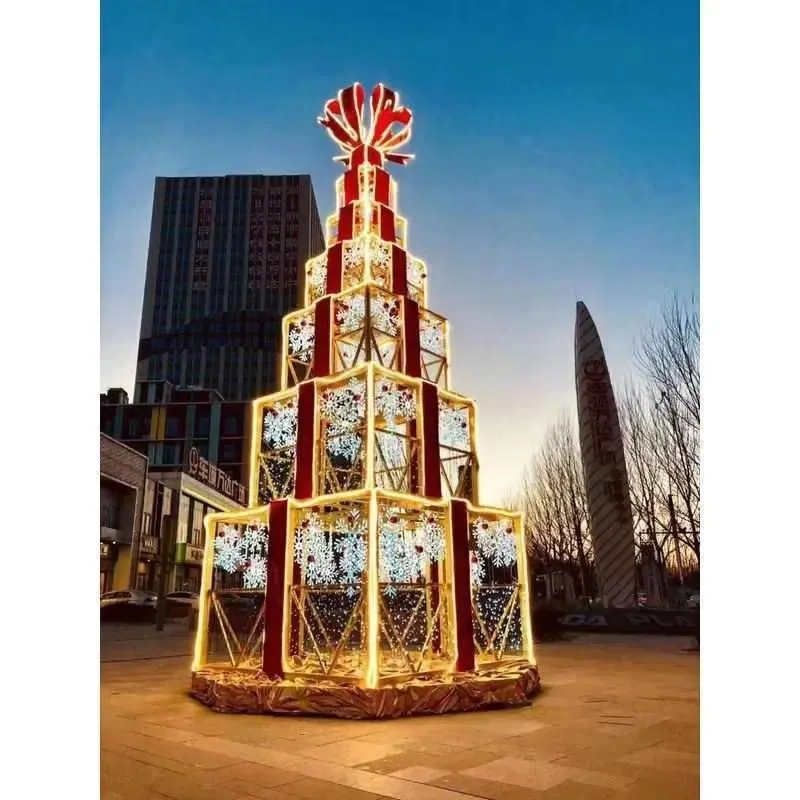 Artificial large frame sisal Christmas tree gift box, suitable for interior decoration, retail store window display, KTV bars