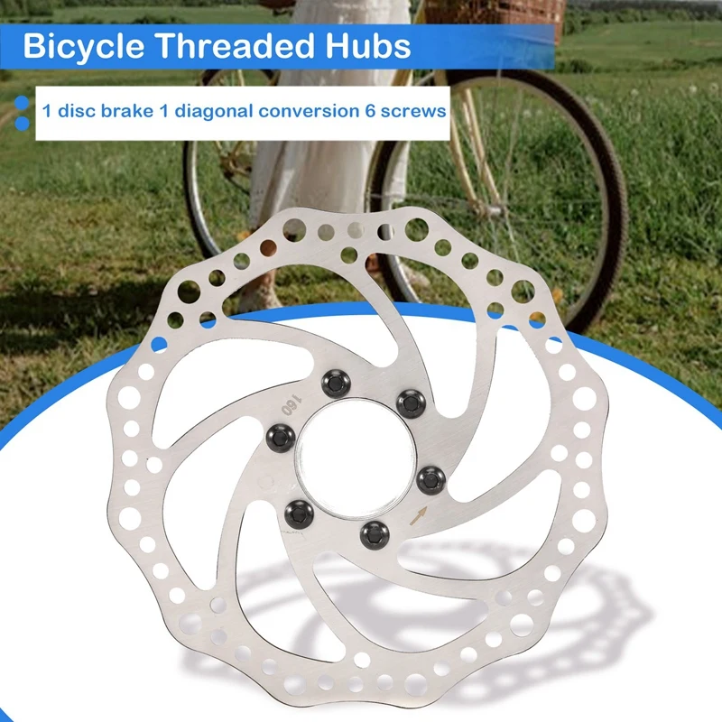 Bike Brake Disc Rotor 160Mm Stainless Steel Road Bike Disc Brake Accessories With 48Mm Flange Diagonal Hole