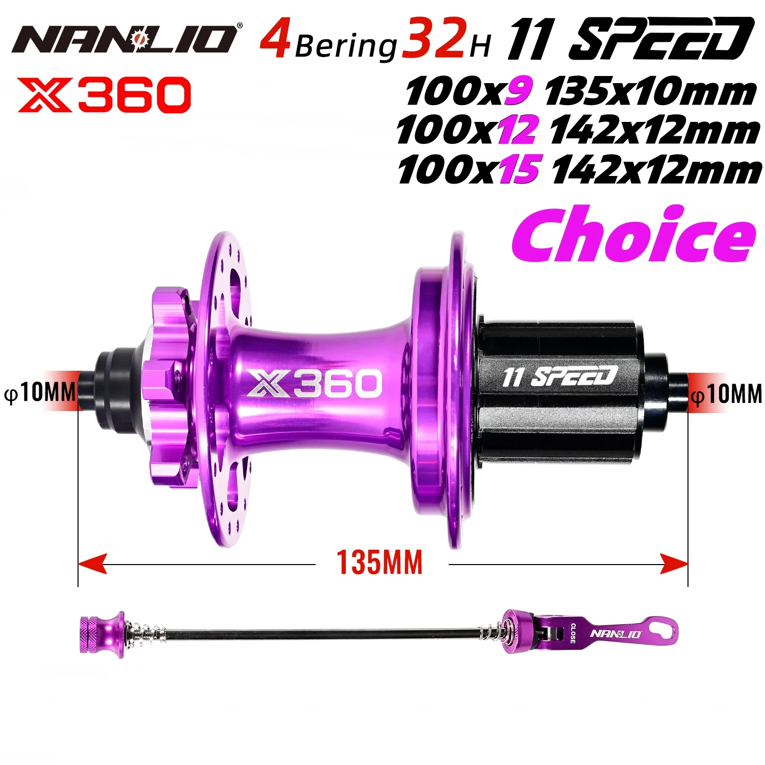 

NanLio X360 Rear Hub - 32 Holes, 360 Engagement Points, Loud Noise, 8 Pawls, Sealed Bearings, 8-12 Speed, Bike Accessories