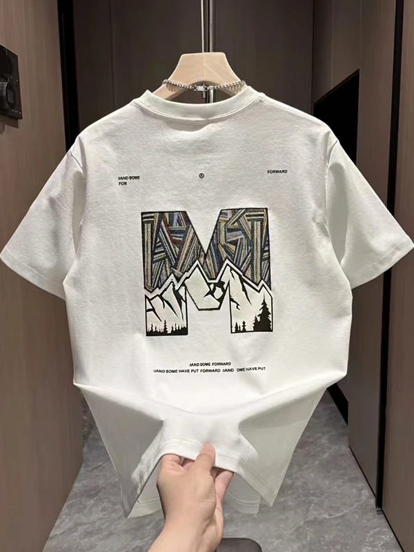 

Summer New Faion Men's T-irt ort Sve Pure Cotton Casual Versatile Print Top Breathable Comfortable round Ne Tee