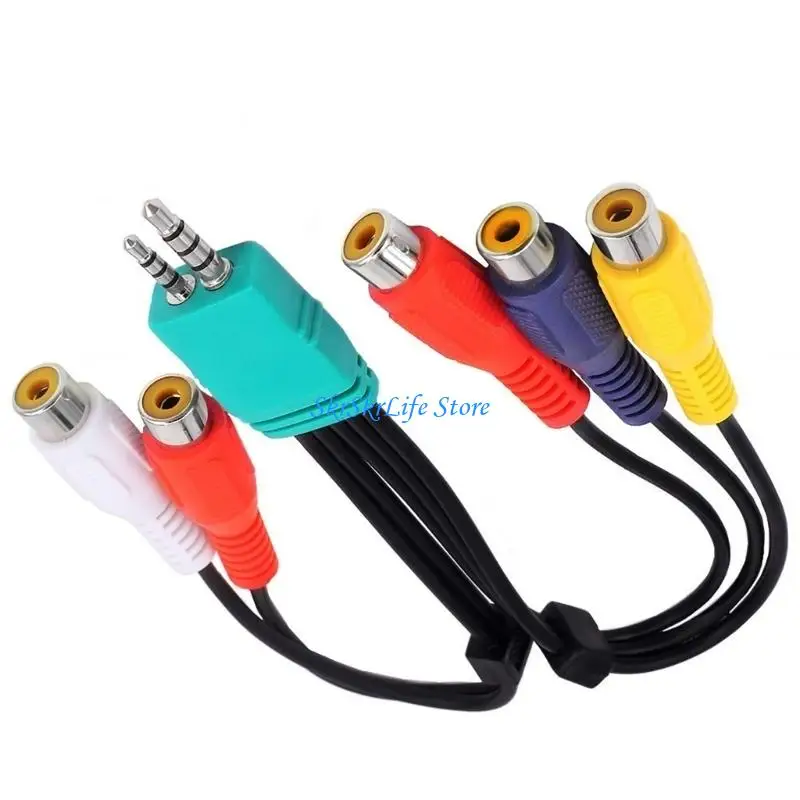 E65E 3.5mm+2.5mm Male to 5RCA Female Camcorders Adapter Connector Extension Cable High Performances Accessories