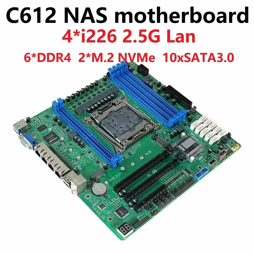 2011-mATX C612 Motherboard 4*2.5G Lan  6*DDR4 2*M.2 NVMe  10xSATA3.0 Suitable for Servers Firewalls Virtual Machines Routers