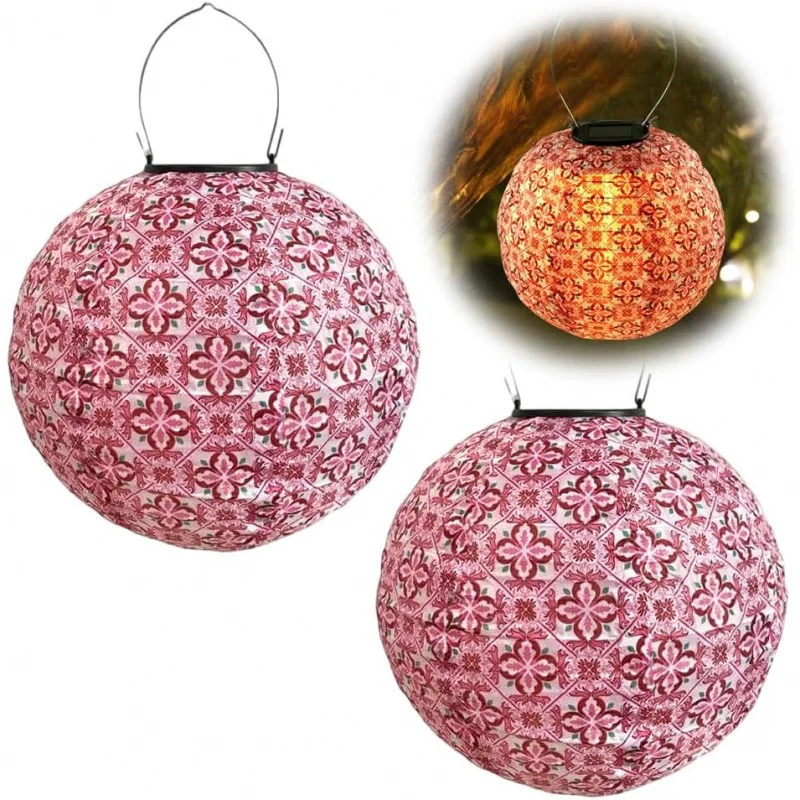 

2 Pieces 25cm Outdoor Lantern Hanging Solar LED Lanterns Weatherproof Garden Lamp