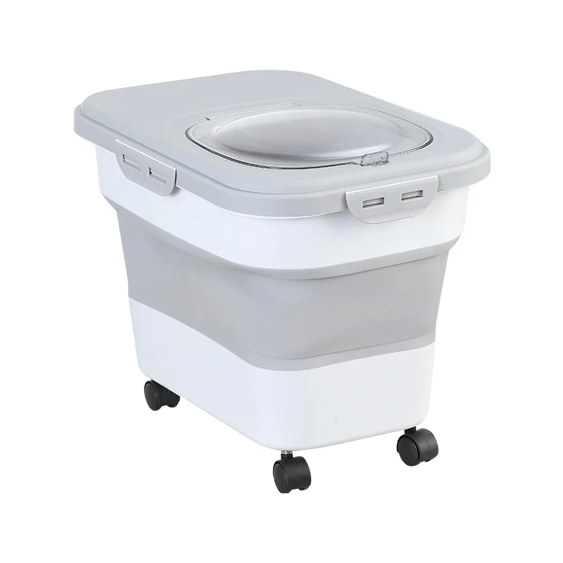 

Wholesale Price Pet Plastic Food Storage Bucket Pet Foldable Food Container Fresh-keeping Large Storage Bucket