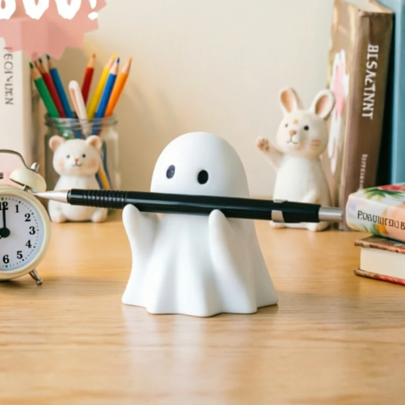Ghost Pen Holder Desktop Organizer - Cute Plastic Storage for Office & Home, Halloween Decorative Creative Gift, Stationery