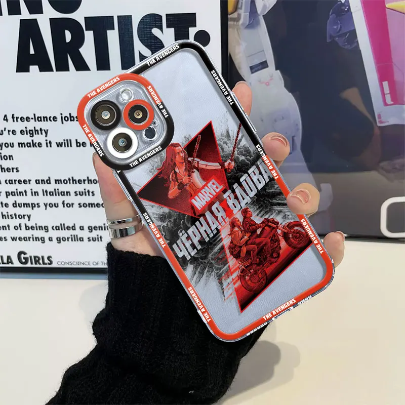 Marvel Black Widow Phone Case for Apple iPhone 11 Pro X 7 6s SE XS 14 15 Plus 8 XR 12 Mini 13 Pro Max Cover Transparent Soft TPU