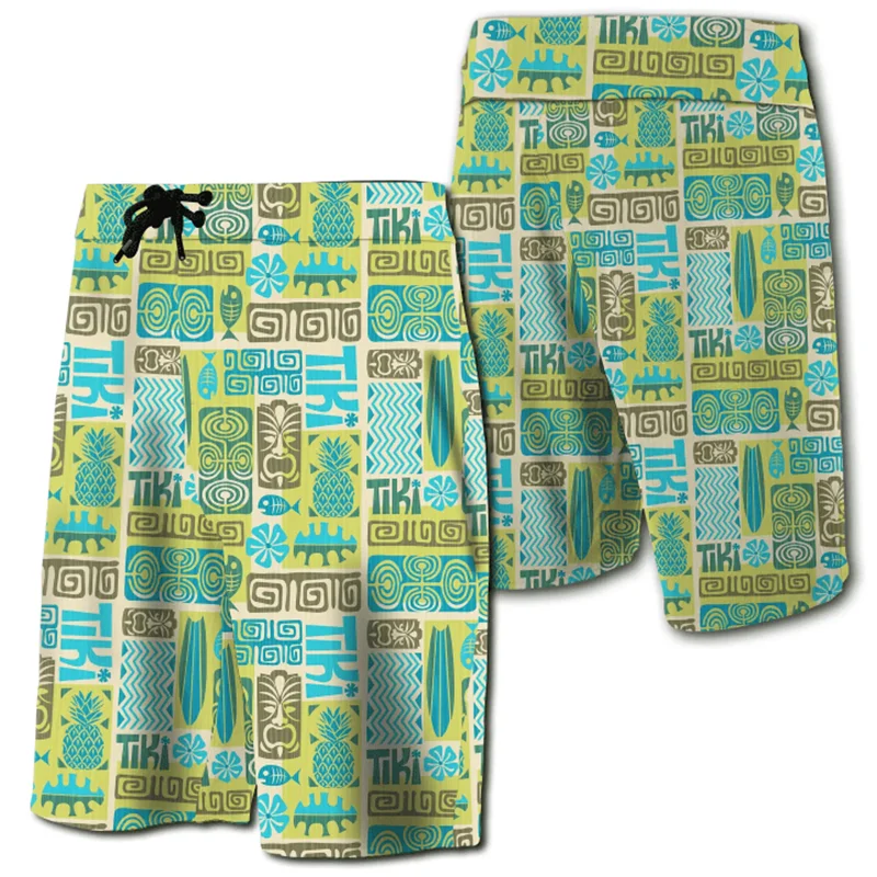 Pantalones cortos de playa para hombre y mujer, bañadores de baño con estampado 3D, patrón exótico sin costuras Hawaiano con hojas tropicales, novedad