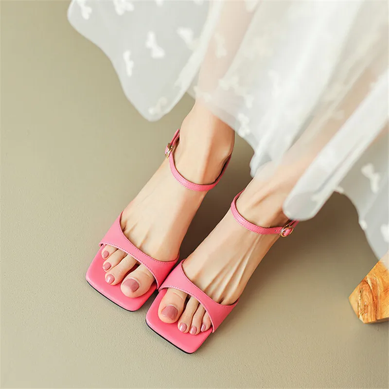 2023 Summer Sandals Women Shoes Mules Shoes for Women Square Toe Slippers French Simple Buckle Sandal Open Toe Slippers Women