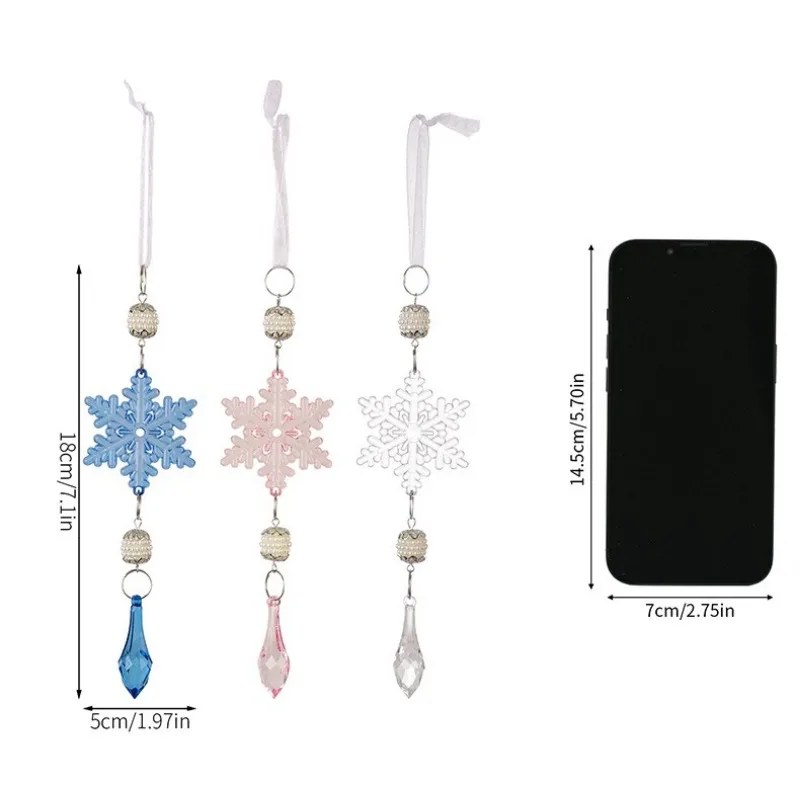 Creative Snowflake Pendants Colorful Christmas Bead Balls High‑Transparent Acrylic Snowflake Ornaments Pearl Ball Hanging Decor