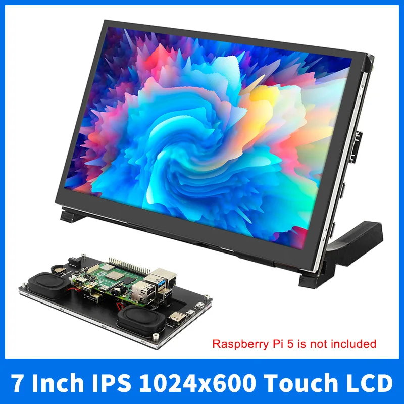 7 Inch Raspberry Pi Touch Screen 1024X600 IPS LCD Capacitive Monitor with Holder for Raspberry Pi 4 Model B 3B+ Jetson Nano PC