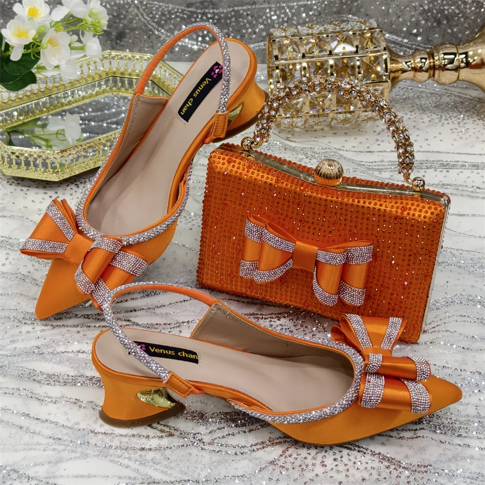 Yellow Women Shoes And Bag Set African Ladies Sandals High Heels Pumps Match With Handbag Clutch Escarpins Femmes Sandales CR373