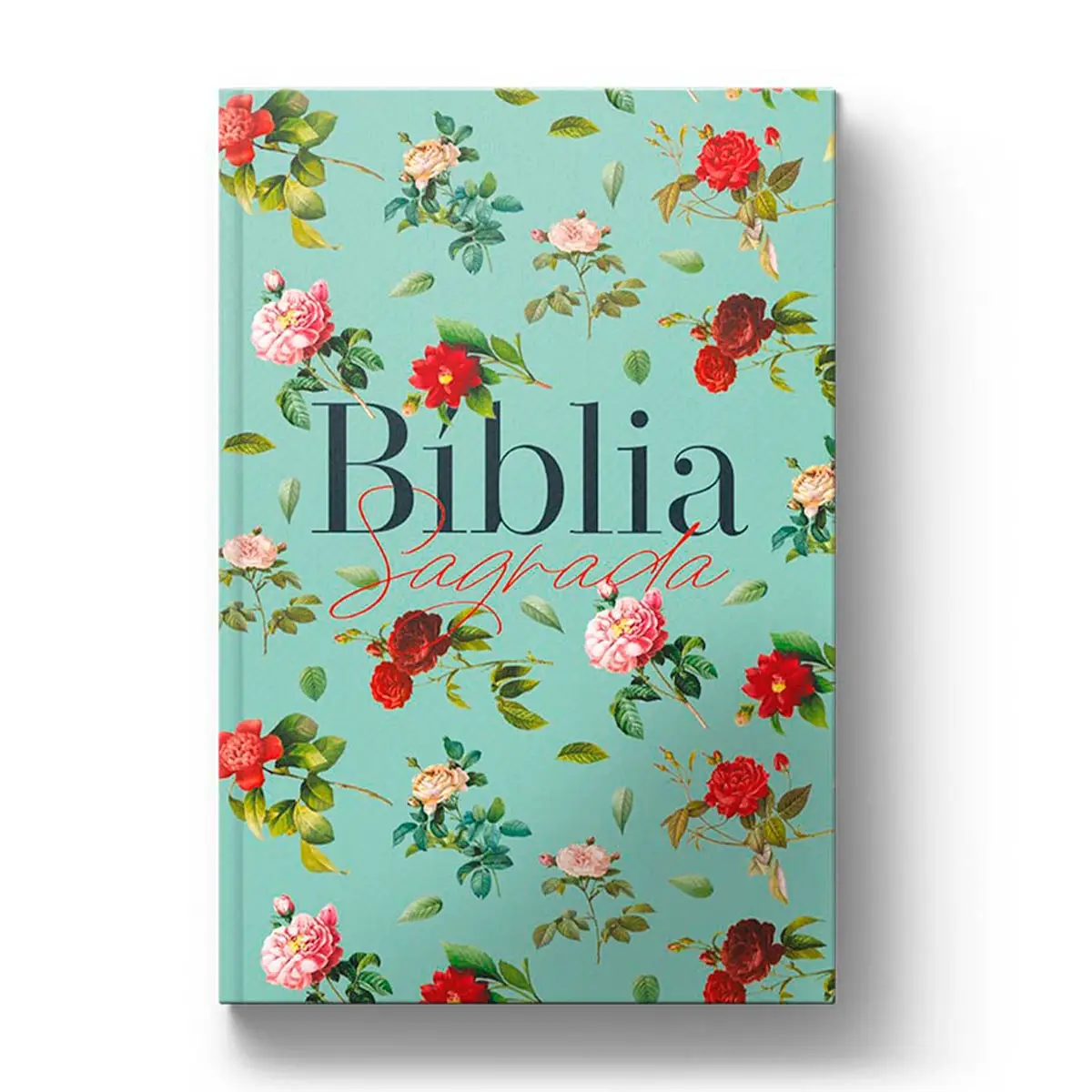 Holy Bible With Avivated Harp and Corinhos-ARC-Normal Letter-Hardcover Roses of the Aqua Field