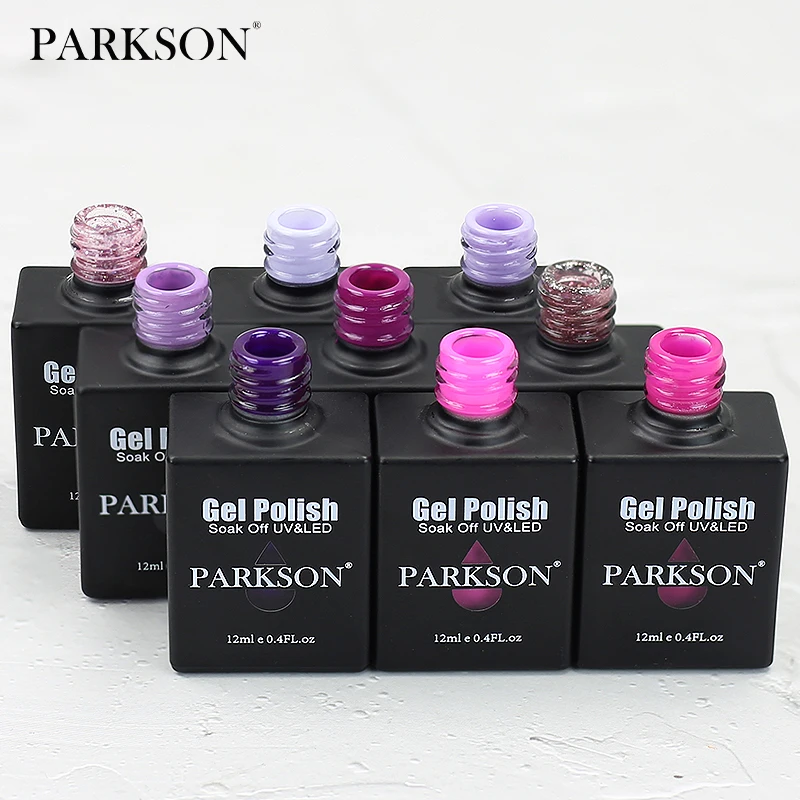 Parkson série roxa unha gel polonês embeber fora uv led semi permanente cor gel diy verniz gel base casaco superior gel da arte do prego