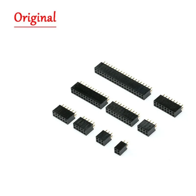 10Pcs 2.54mm 2x2/3/4/5/6/8/10/12/16/20/40 Pin Stright Female Double Row Pin Header Strip PCB Connector