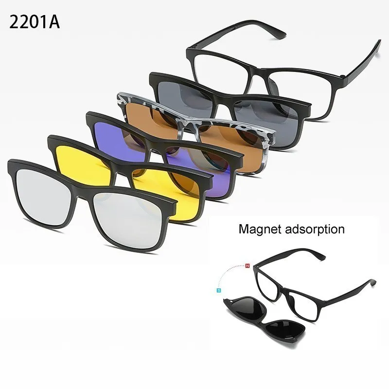 

6 In 1 Custom Men Women Polarized Optical Magnetic Sunglasses Clip Magnet Clip on Sunglasses Clip on Sun Glasses Frame