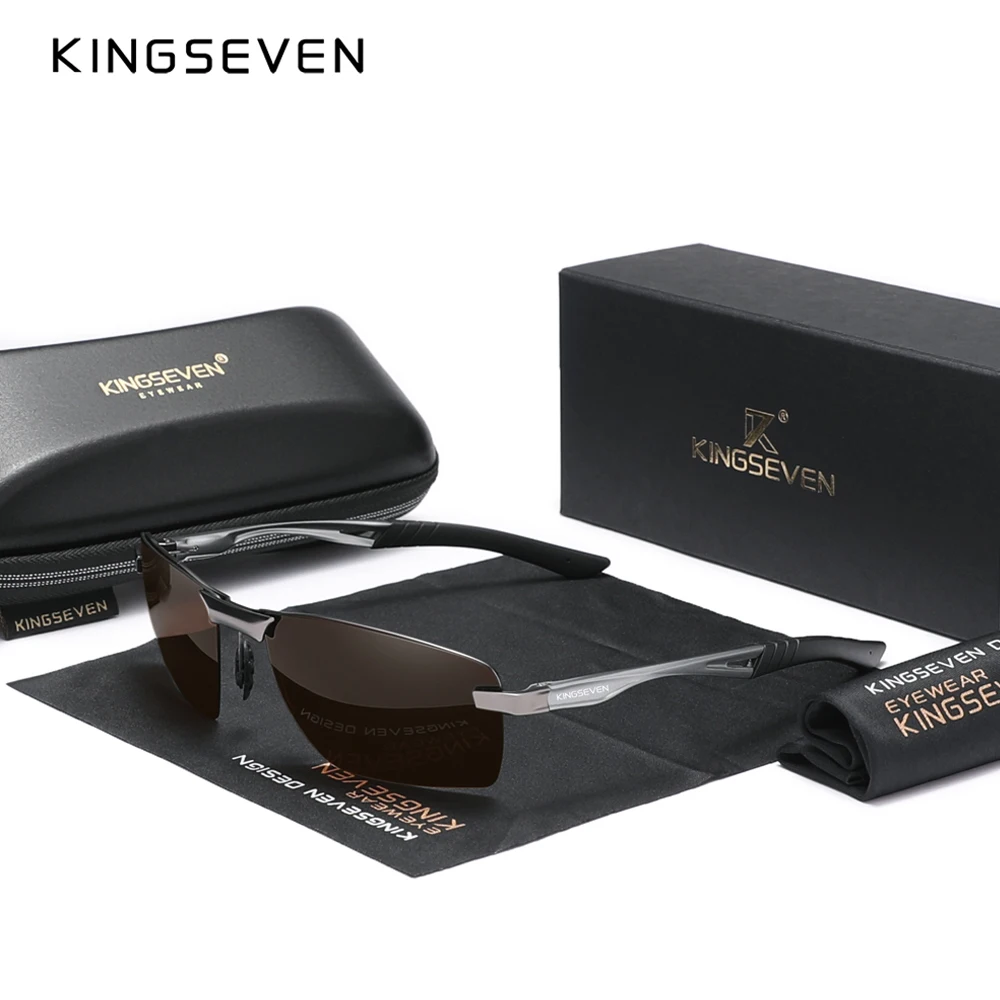 KINGSEVEN 2024 Fsahion Men's  Sunglasses Aluminum Frame Polarized UV400 Sun Glasses Male Eyewear Driving Glasses 7241