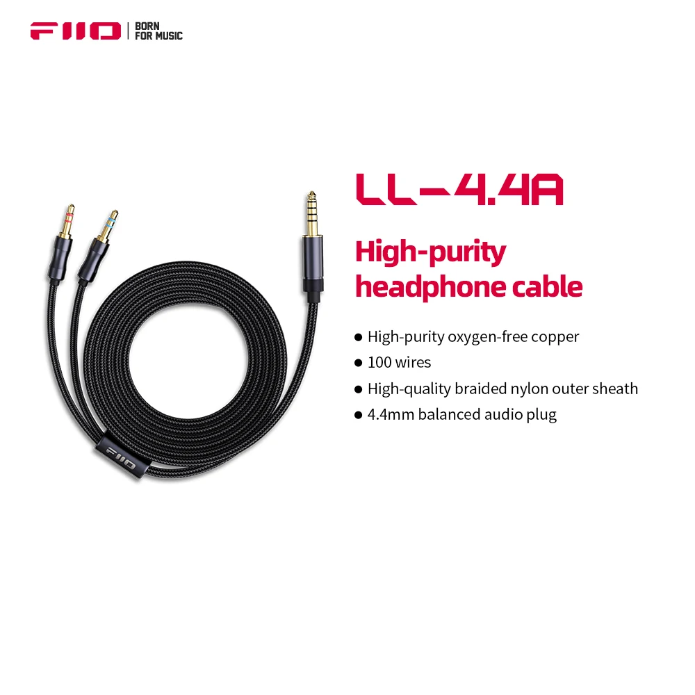 FiiO LL-4.4A High-purity  OFC Balance 4.4 to Dual 3.5 mm Headphone Cable