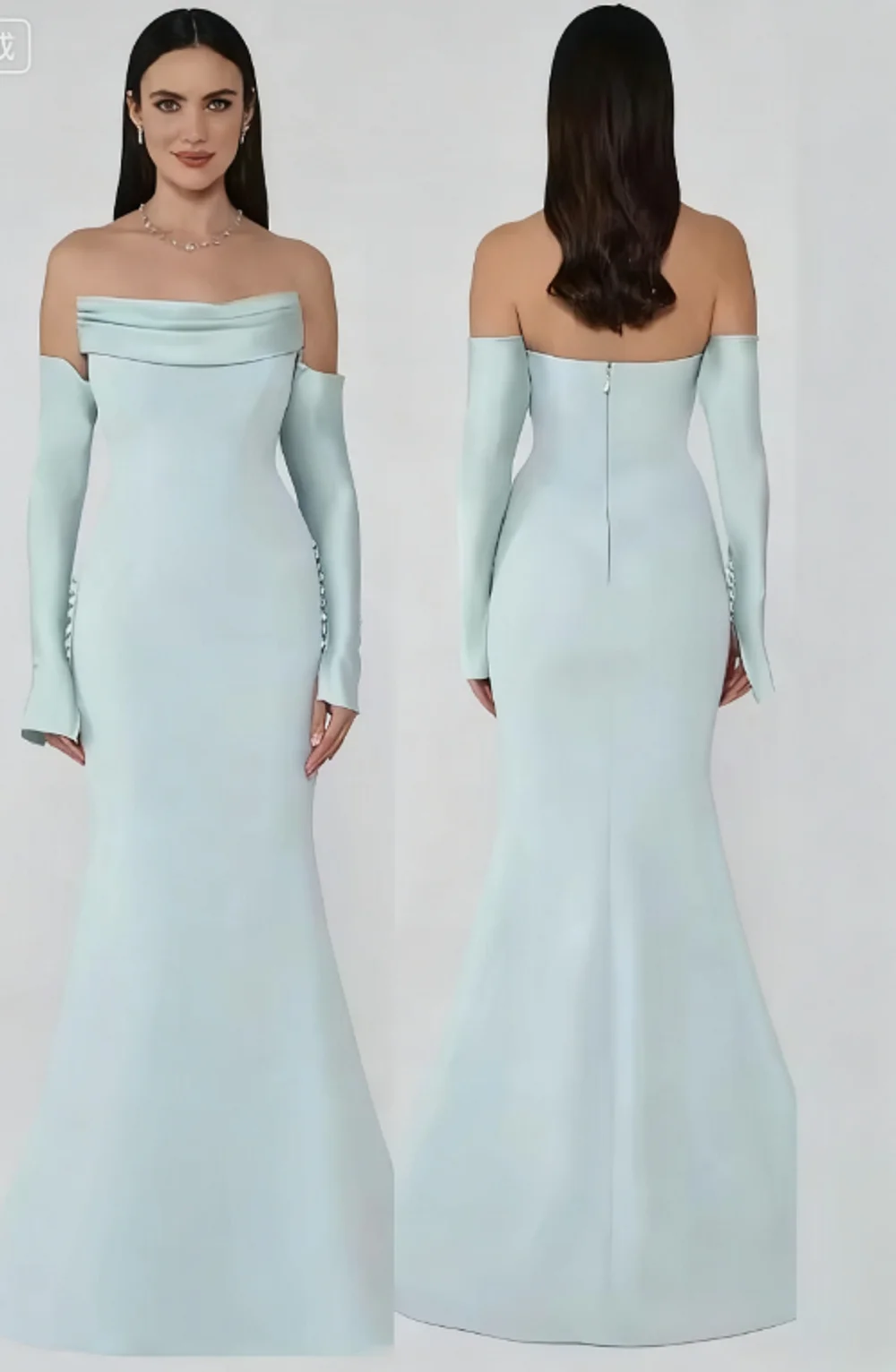 

Bridesmaid Dress 2025 Sky Blue Wedding Party Dress For Woman Guest Strapless Satin Mermaid Open Back Elegant Boat Neck Custom