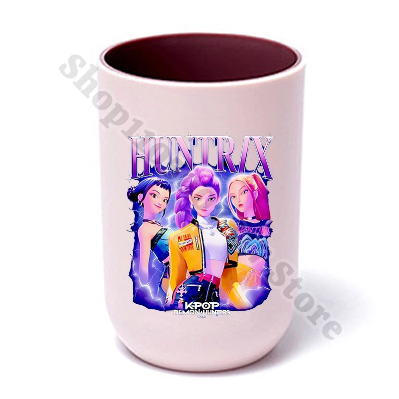 KPop شيطان الصيادين فتاة كوب فرشاة الأسنان البلاستيكية الأطفال الكرتون لطيف غسول الفم أكواب الاطفال أنيمي المحمولة شطف القدح هدية الكريسماس #3