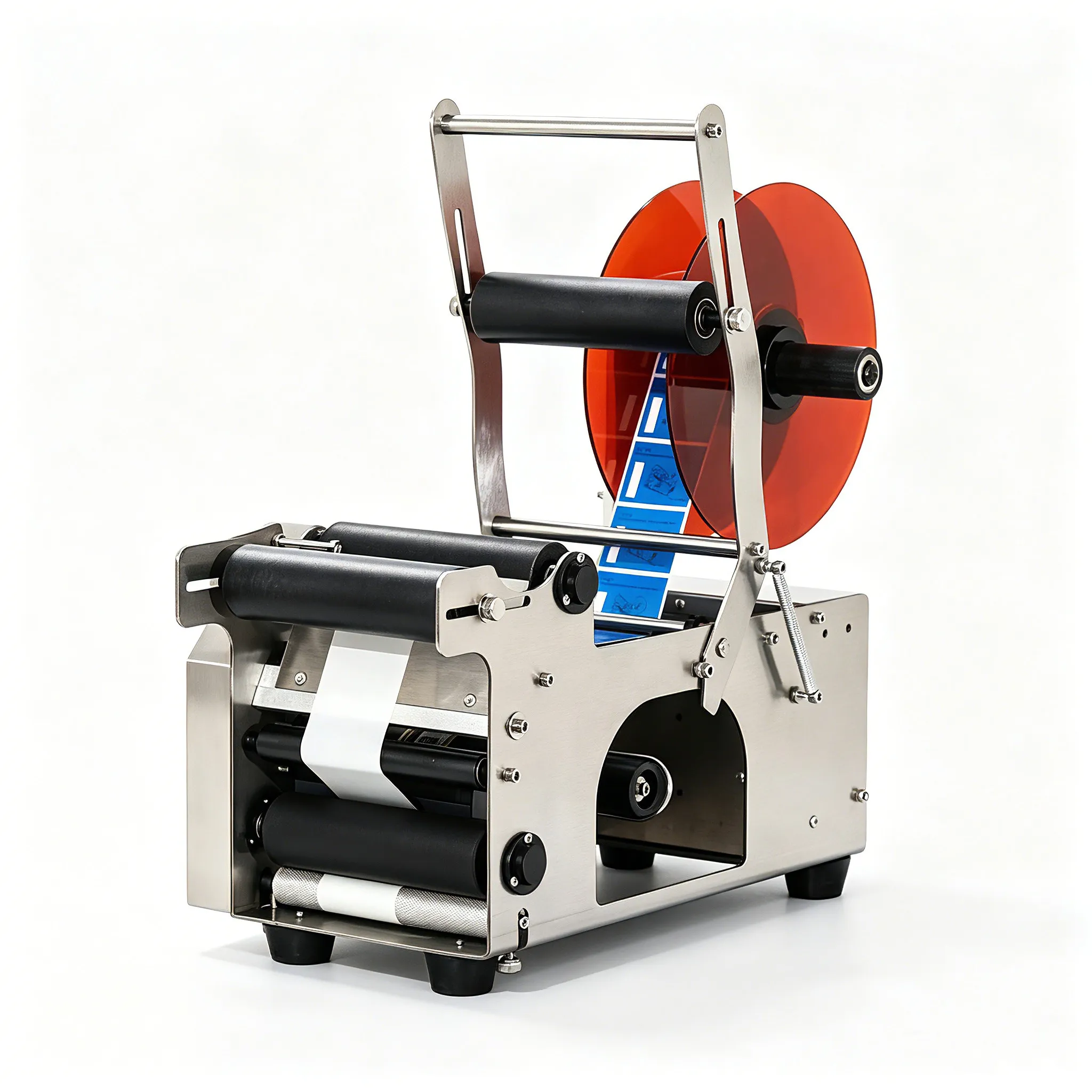 Semi‑automatic & Automatic Round Bottle Labeling Machine Desktop Label Applicator For Vial Bottle Packaging Processing
