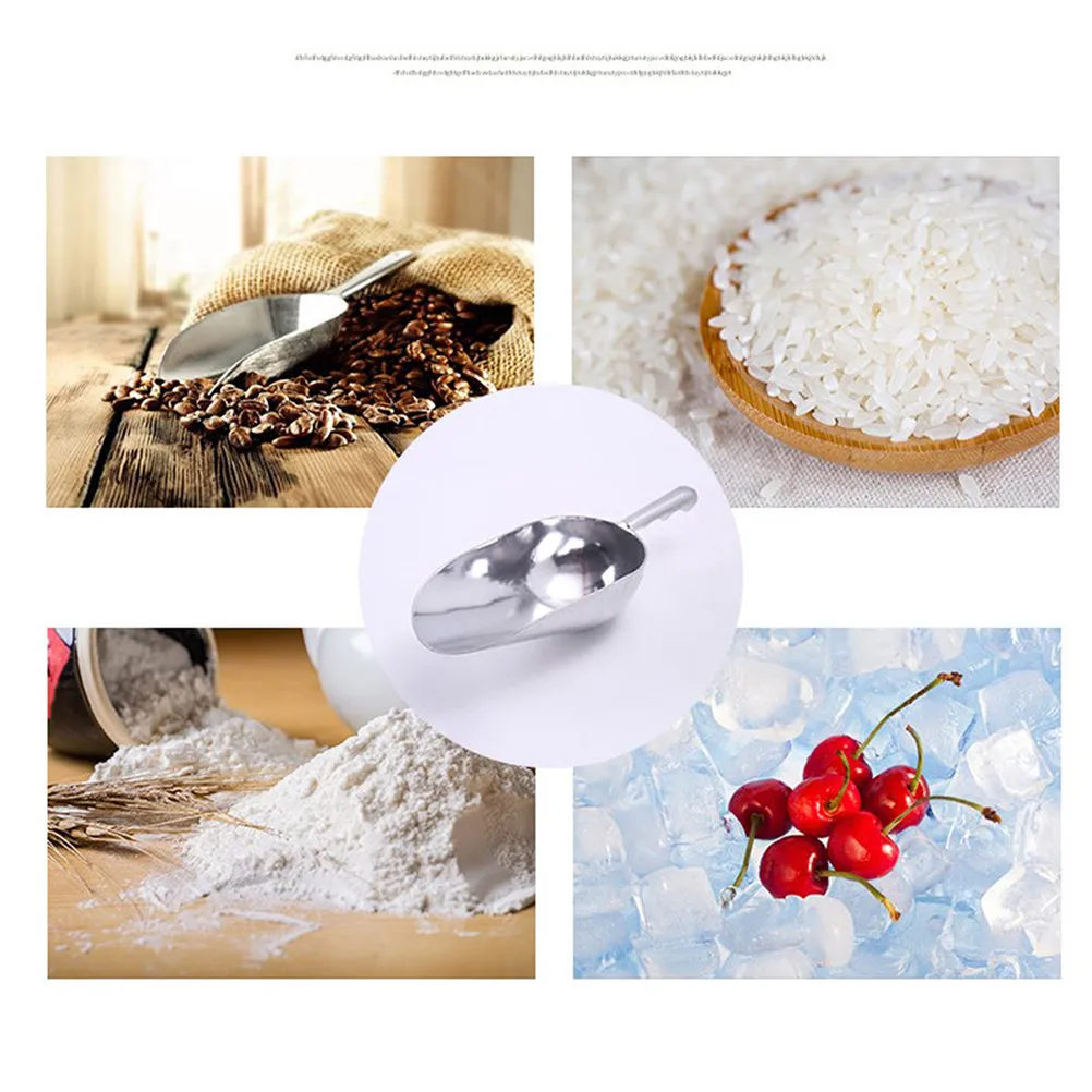 Pala multifuncional de aleación de aluminio para hielo y alimentos, ideal para harina, azúcar, frijoles, arroz, dulces, chocolate, proteína en polvo y tiendas de té con leche.