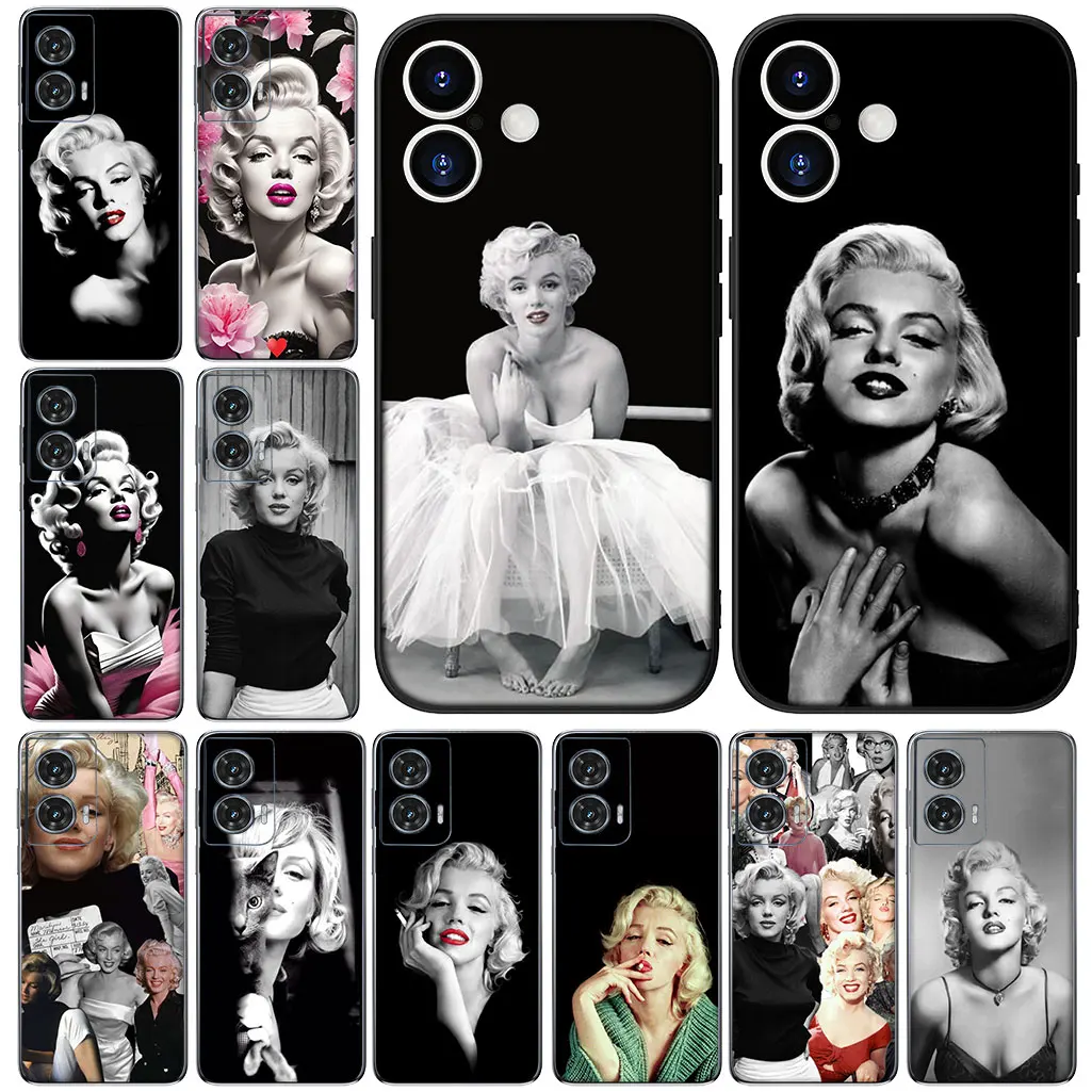 غلاف ناعم لهاتف أبل آيفون 16 15 14 11 Pro Max SE2 SE3 7 8 Plus SE 2022 16 + 15 + ورق حائط مارلين M-Monroes غطاء جراب هاتف