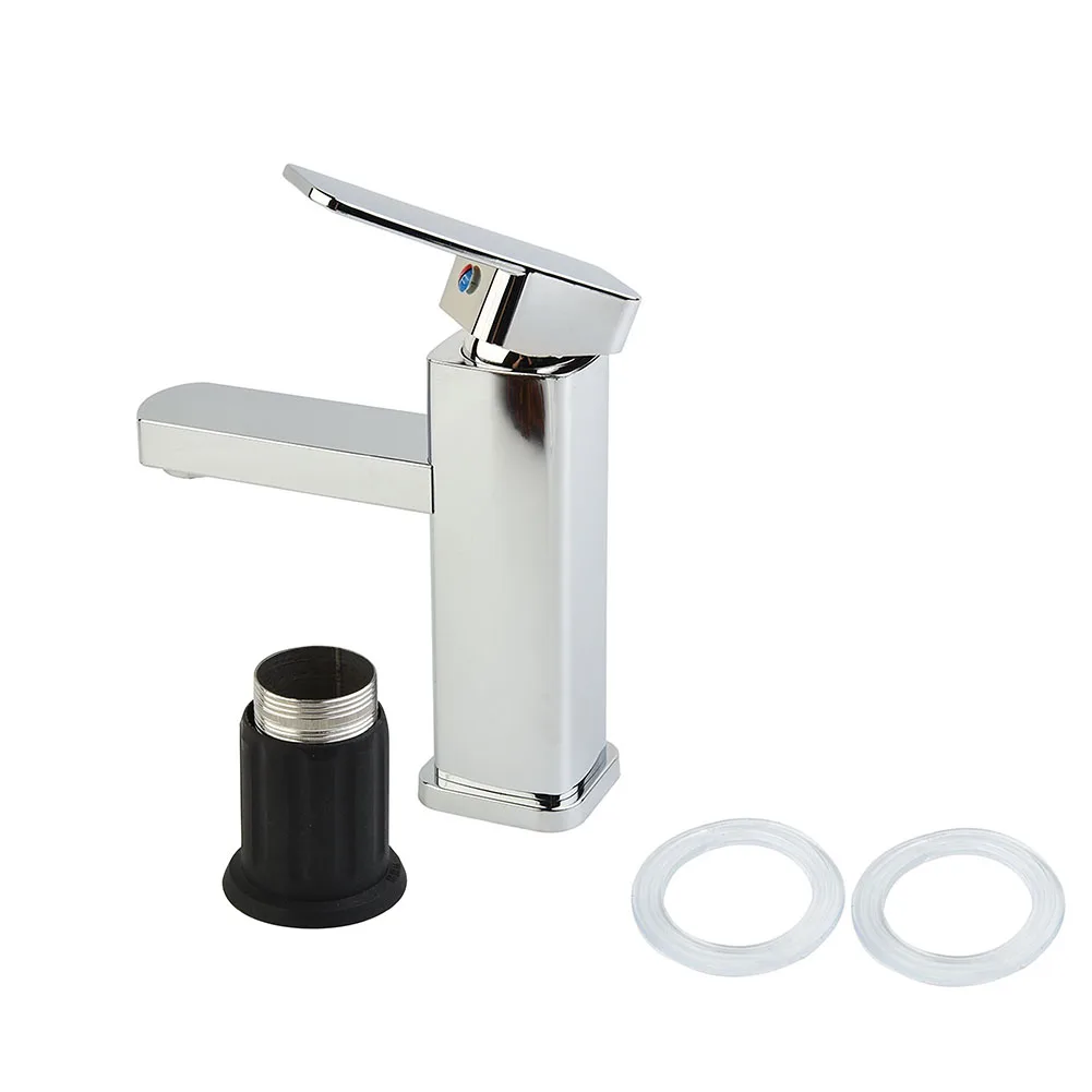 

1x Basin Sink Bathroom Faucet Deck Mounted Hot Cold Water Basin Mixer Taps Modern Filler Lavatory Sink Tap Tools