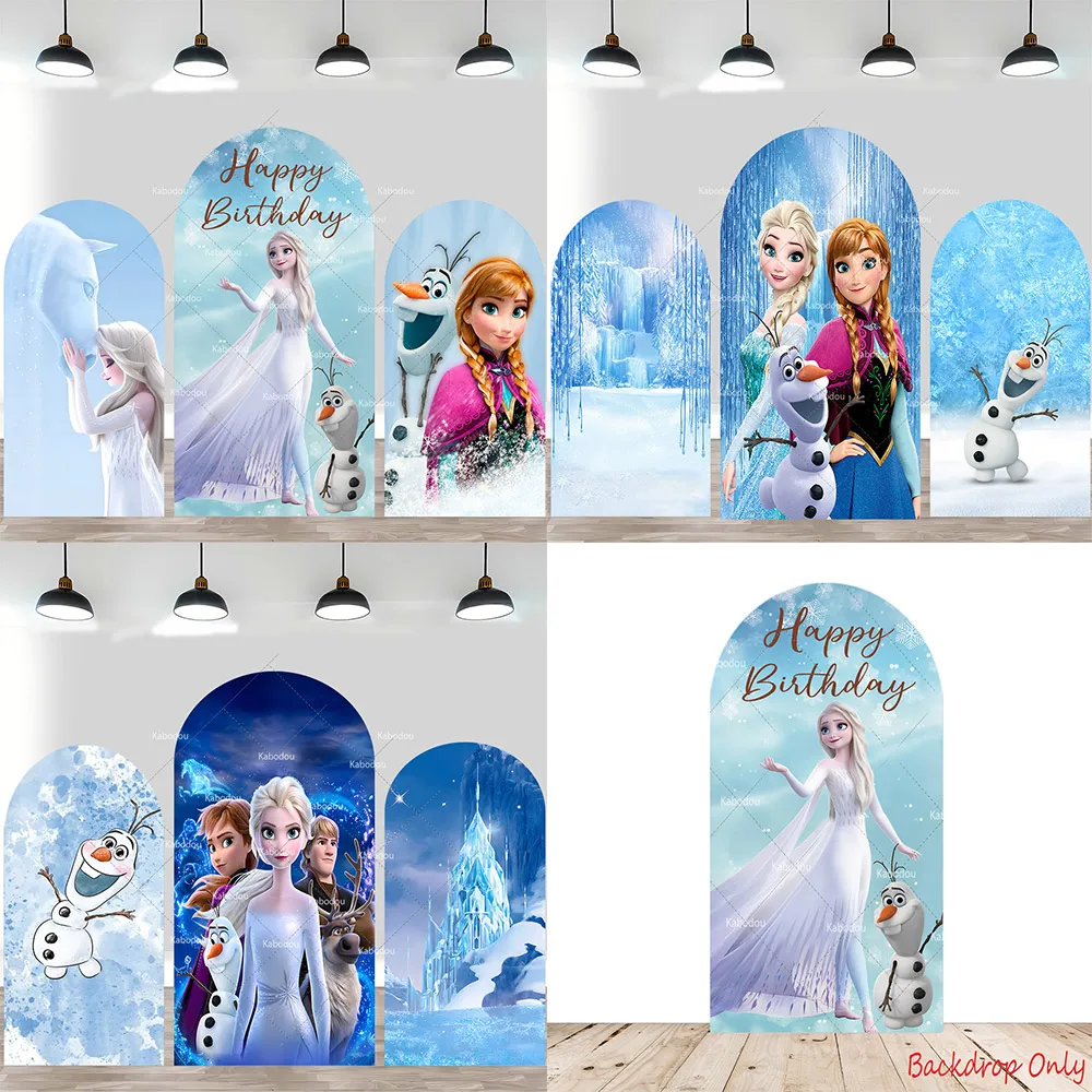 

Frozen Princess Elsa Anna Backdrop Arch Cover Child Girl 1st 3rd Birthday Party Background Decoration Banner Wall Elastic Props