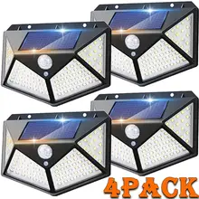100 LED 태양광 벽 조명, 야외 태양광 램프, 모션 센서, 태양광 발전 가로등, 정원 야간 조명, 1 개, 2 개, 4 개