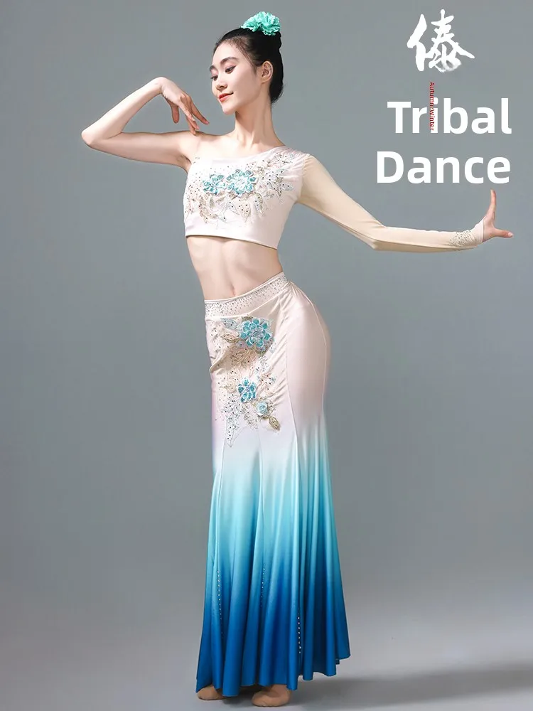 

Женская танцевальная юбка-полуплатье в этническом стиле Тай, костюм для тренировок, платье с дизайном «рыбий хвост» для выступлений, для взрослых учениц