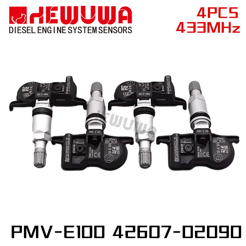 

4PCS Tire Pressure Monitoring System Sensor PMV-E100 For Toyota Avalon Camry 4Runner Corolla 433MHZ TPMS 42607-02100 42607-02090