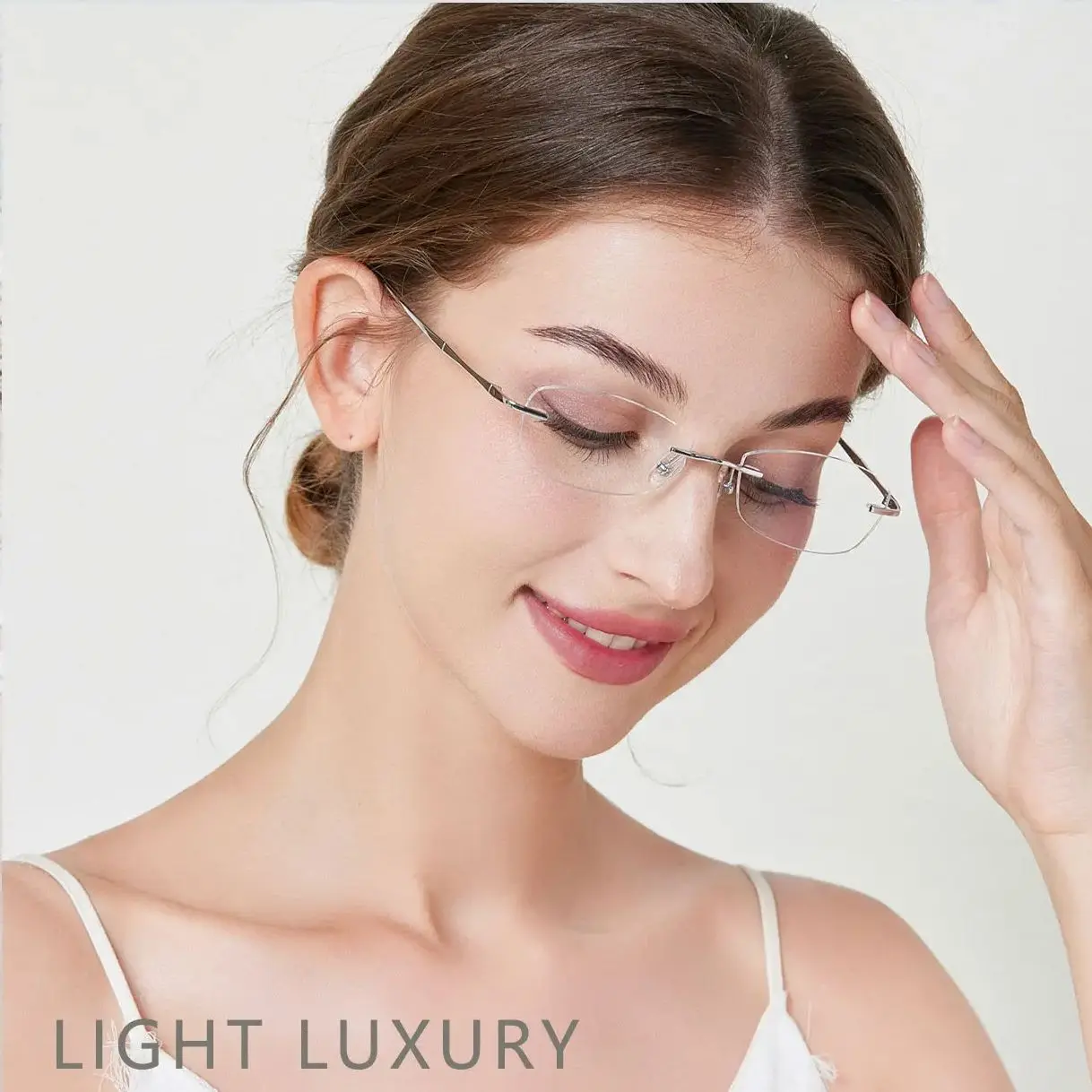 Delicate Rimless Glasses With Customized Prescription Lenses 1.61 1.67 Myopia Reading Eyewear Women Men Eyeglasses Pure Titanium